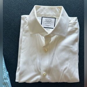 Charles Tyrwhitt White Dress Shirt Super Slim Fit size 15.5/35